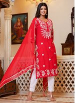 Intrinsic Lucknowi work Readymade Anarkali Salwar Suit