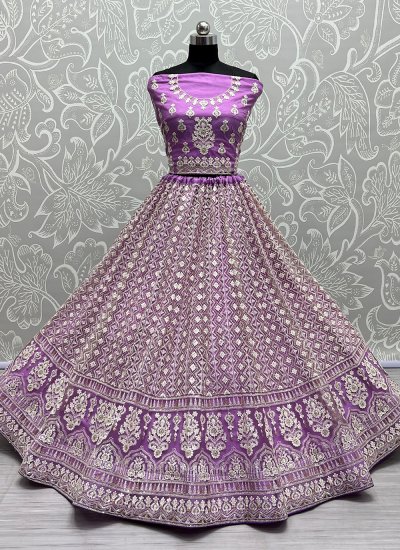 Intrinsic Purple Embroidered A Line Lehenga Choli