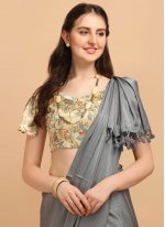Intrinsic Satin Silk Stripe Print Trendy Saree