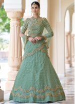 Intrinsic Sequins Green Net Bollywood Lehenga Choli
