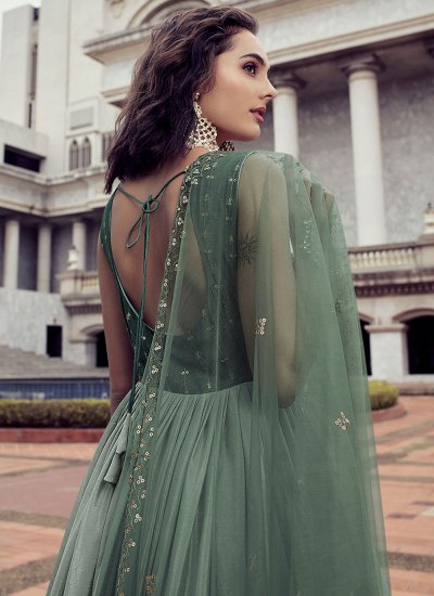 Intrinsic Sequins Green Trendy Gown