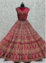 Intrinsic Velvet Embroidered Pink Designer Lehenga Choli