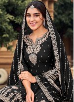 Invaluable Black Faux Georgette Designer Pakistani Salwar Suit