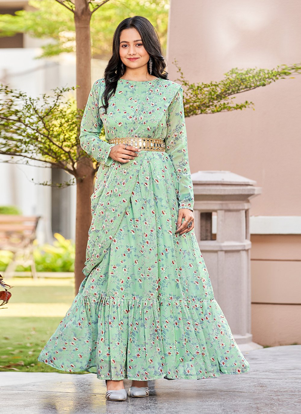 Invaluable Green Party Designer Gown -
