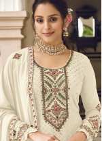 Invigorating Embroidered Faux Georgette Long Length Salwar Kameez