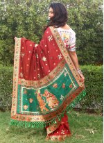 Invigorating Vichitra Silk Maroon Traditional Saree