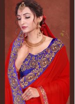 Irresistible Embroidered Faux Georgette Trendy Saree