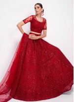Irresistible Red Embroidered Lehenga Choli