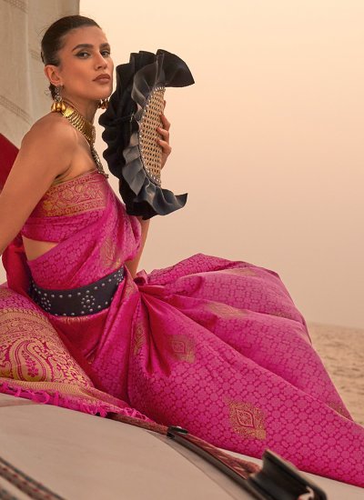 Irresistible Weaving Satin Pink Classic Saree