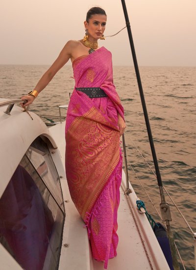 Irresistible Weaving Satin Pink Classic Saree