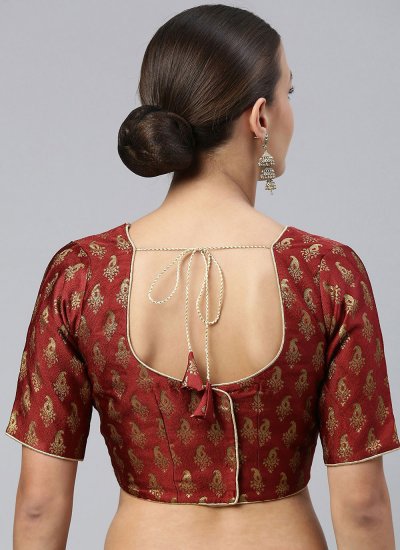 Jacquard Blouse in Maroon