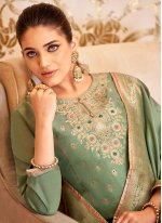 Jacquard Designer Pakistani Suit in Green