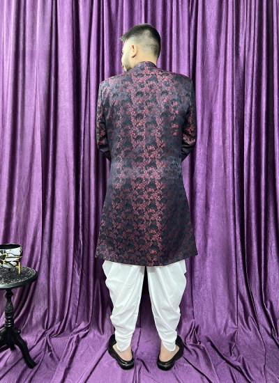 
                            Jacquard Indo Western in Black and Maroon