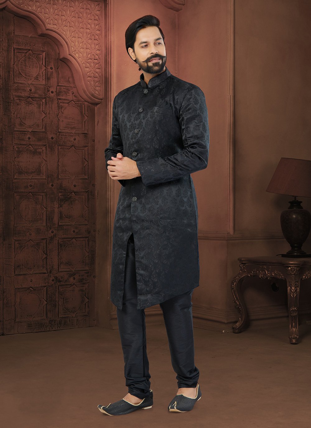 Indo western black kurta on sale pajama