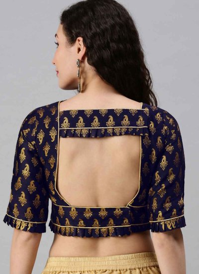 Jacquard Navy Blue Blouse 
                            Jacquard Navy Blue Blouse