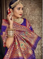 Jacquard Silk Blue Fancy Designer Traditional Saree