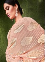 Jacquard Silk Classic Designer Saree in Peach