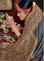 Jacquard Silk Grey Fancy Traditional Saree