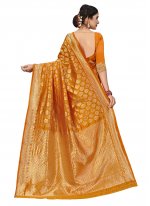 Jacquard Silk Silk Saree in Gold