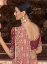 Jacquard Work Viscose Contemporary Style Saree in Pink