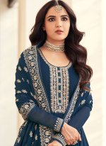 Jasmin Bhasin Blue Embroidered Bollywood Salwar Kameez