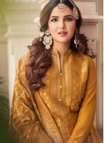 Jasmin Bhasin Mustard Embroidered Designer Pakistani Salwar Suit