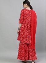 Jazzy Cotton Red Readymade Suit