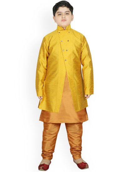 Jazzy Dupion Silk Fancy Beige and Yellow Jacket Style