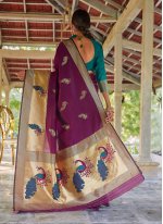 Jazzy Weaving Purple Designer Traditional Saree