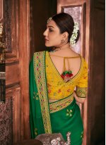Kajal Aggarwal Fancy Fabric Embroidered Green Designer Traditional Saree
