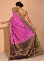 Kanchipuram Silk Embroidered Pink Silk Saree