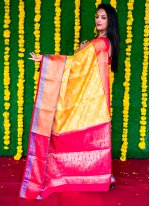 Kanchipuram Silk Traditional Designer Saree in Yellow