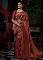 Kanjivaram Silk Gold and Maroon Trendy Saree