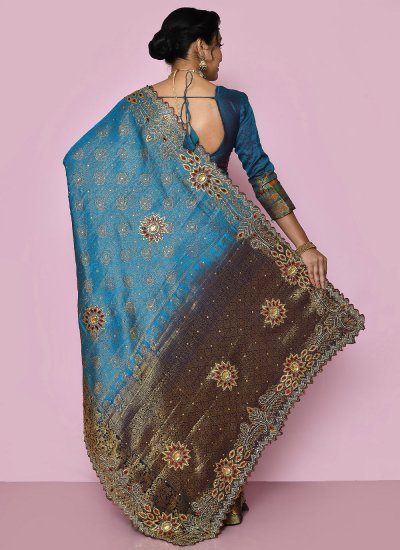 
                            Kanjivaram Silk Handwork Blue Saree