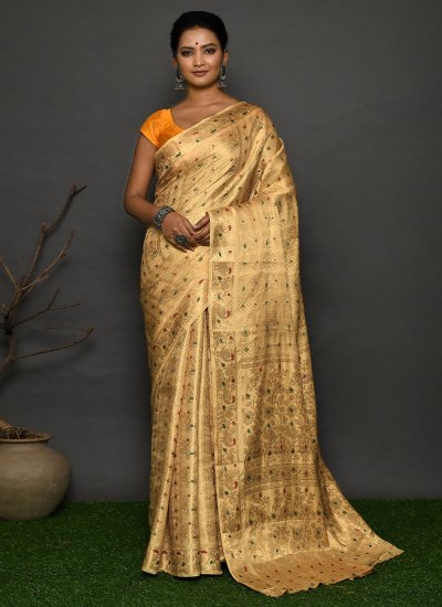 Kanjivaram Silk Weaving Beige Classic Saree