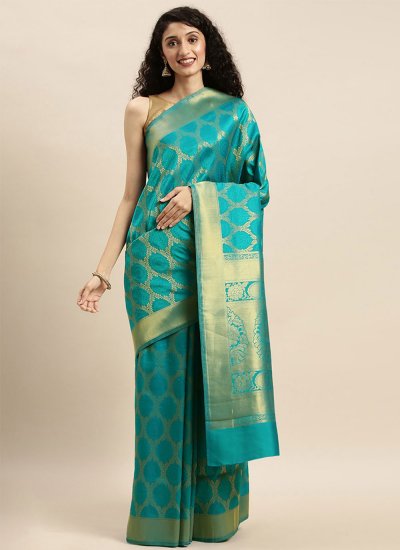 Kanjivaram Silk Weaving Rama Designer Traditional Saree