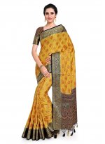 Kanjivaram Silk Yellow Zari Classic Designer Saree