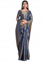 Kanjivaram Silk Zari Blue Classic Designer Saree