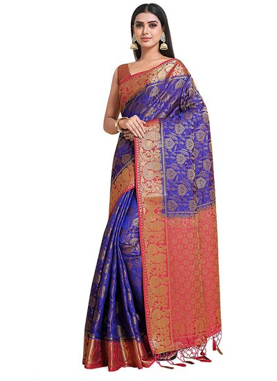 Kanjivaram Silk Zari Classic Designer Saree in Blue