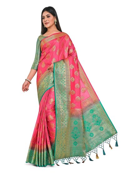 
                            Kanjivaram Silk Zari Pink Classic Designer Saree