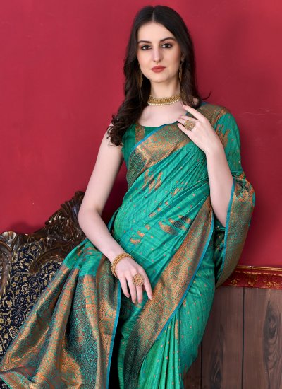 Katan Silk Trendy Saree in Rama