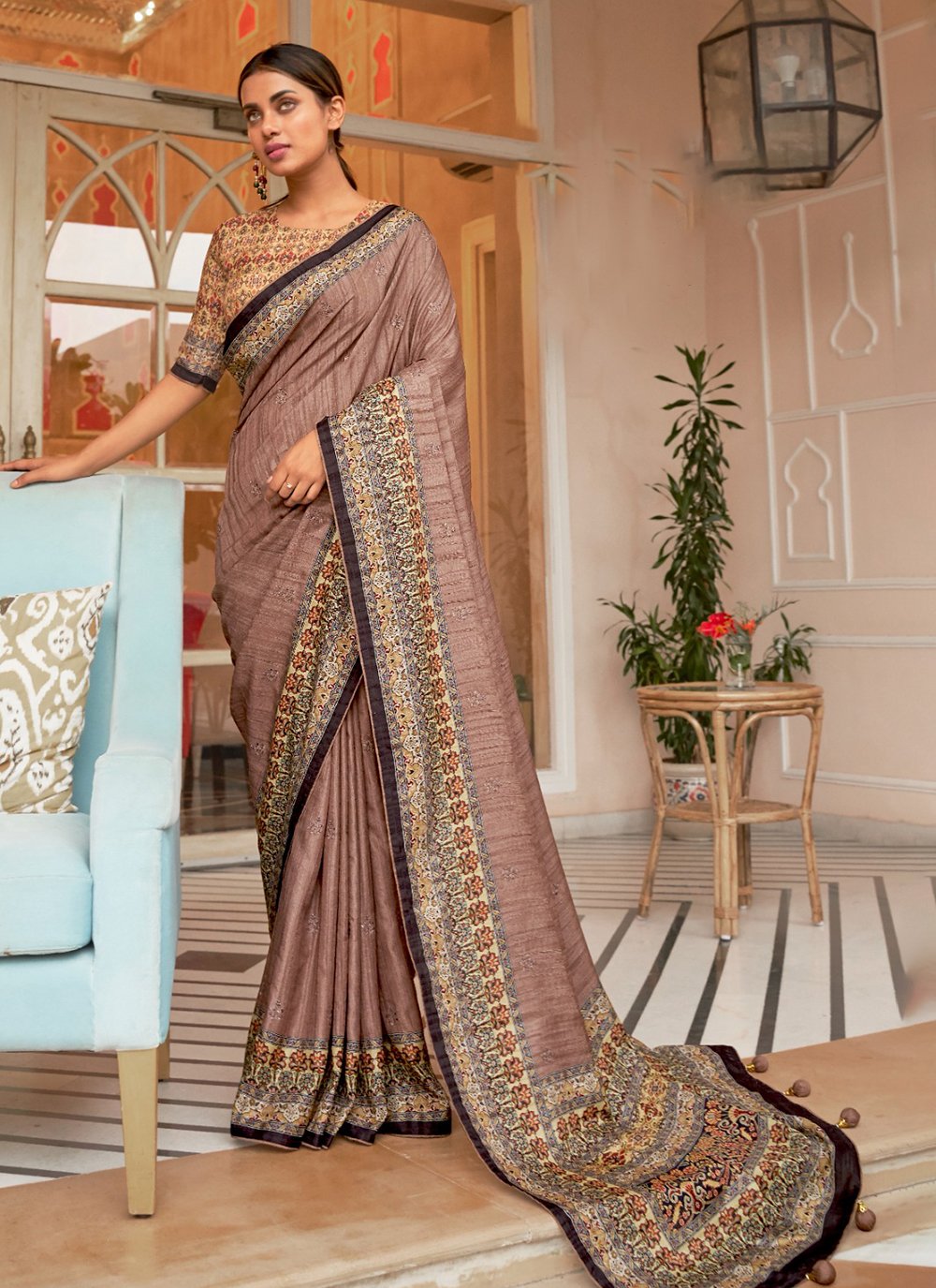 Dark Green Khadi Soft Silk Saree With Copper Zari Weaving Work – Rushini