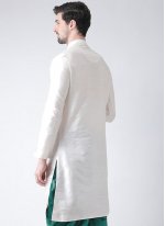 Kurta Embroidered Dupion Silk in White