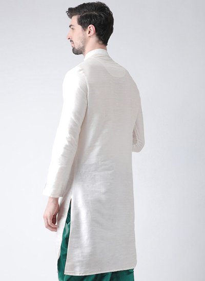 
                            Kurta Embroidered Dupion Silk in White