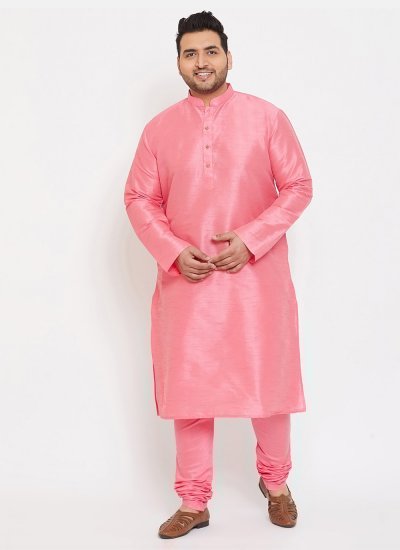 Kurta Pyjama Plain Dupion Silk in Pink
