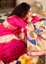Latest Banarasi Silk Weaving Rose Pink Designer Traditional Saree
