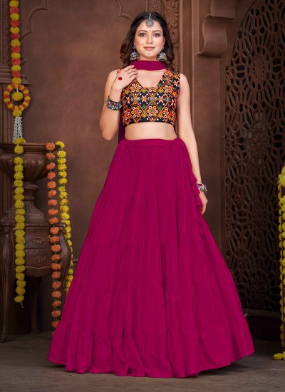 Buy Orange Georgette Zari N Plastic Mirror Work Lehenga Choli Wedding Wear  Online at Best Price | Cbazaar