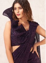 Latest Imported Purple Sequins Designer Saree
