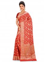 Latest Red Banarasi Silk Bollywood Saree