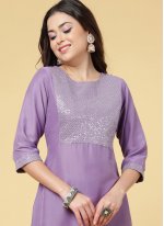 Lavender Chinon Embroidered Readymade Salwar Kameez